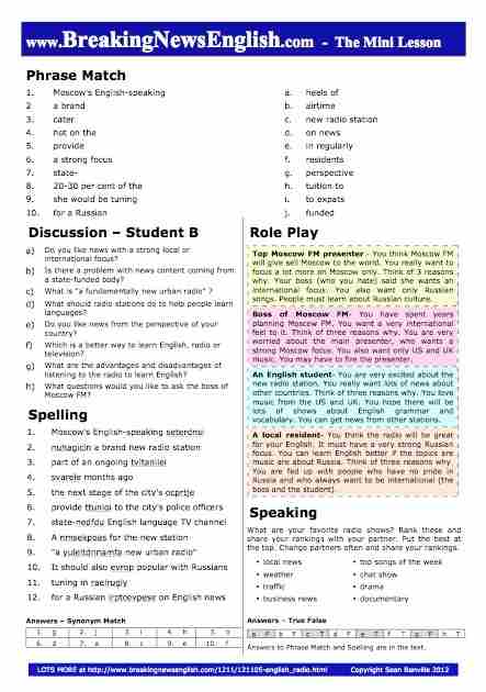 A 2-Page Mini-Lesson - Moscow FM