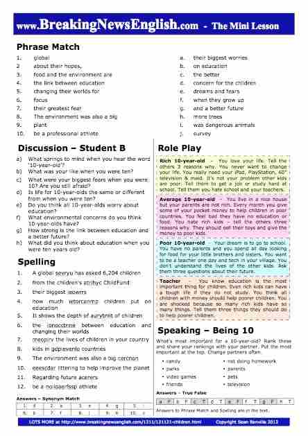 A 2-Page Mini-Lesson - Children's Dreams