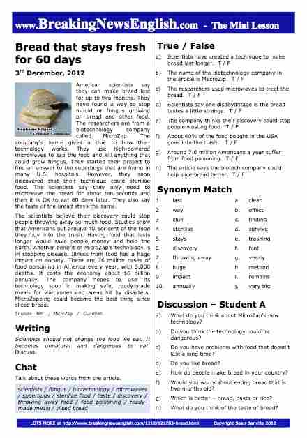 A 2-Page Mini-Lesson - Bread