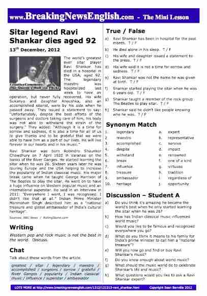 A 2-Page Mini-Lesson - Ravi Shankar