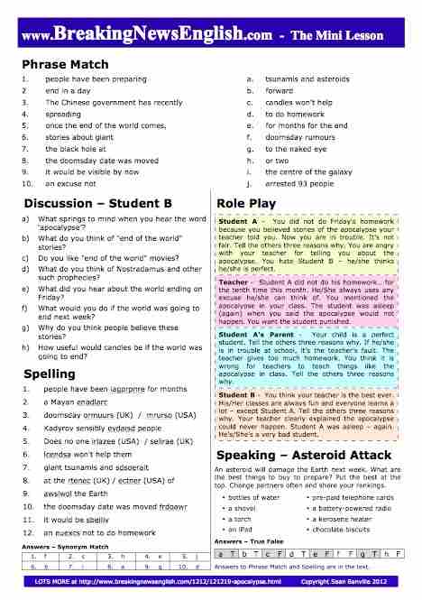 A 2-Page Mini-Lesson - The Apocalypse