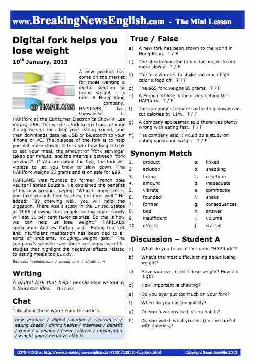 A 2-Page Mini-Lesson - HAPIfork