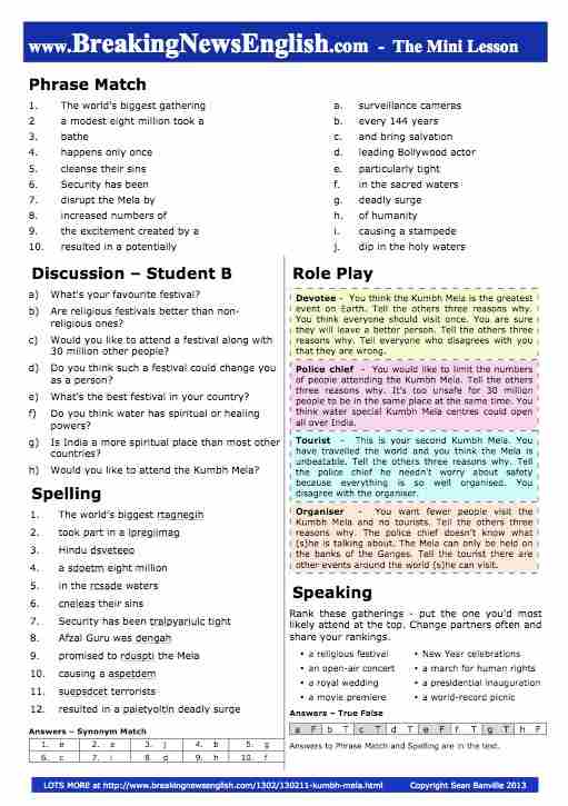 A 2-Page Mini-Lesson - Kumbh Mela