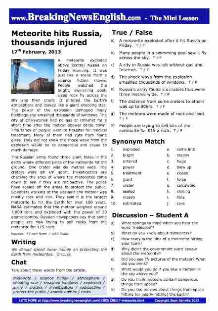 A 2-Page Mini-Lesson - Meteorite