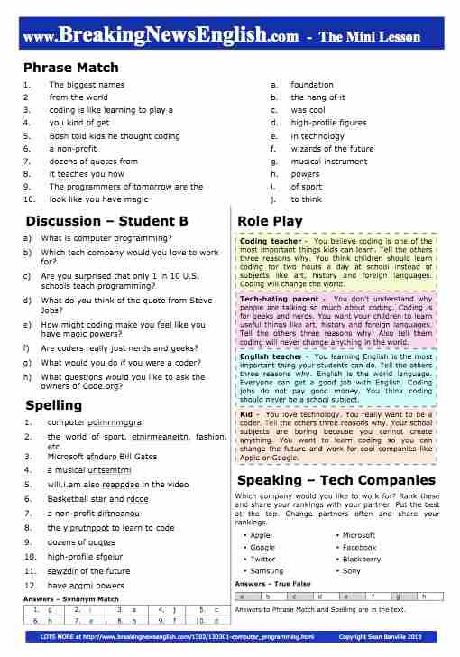 A 2-Page Mini-Lesson - Computer Programming