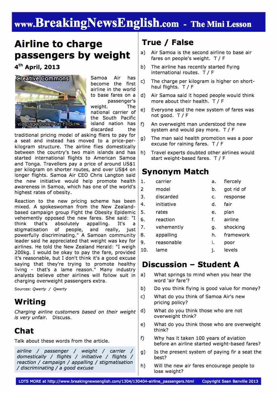 A 2-Page Mini-Lesson - Airline Passengers