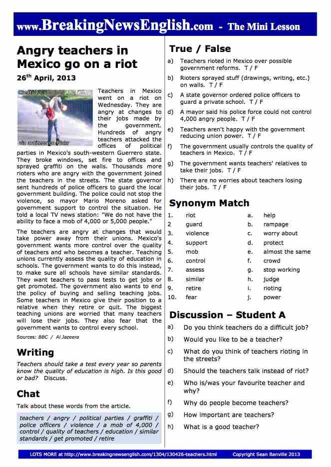 A 2-Page Mini-Lesson - Mexico Teachers