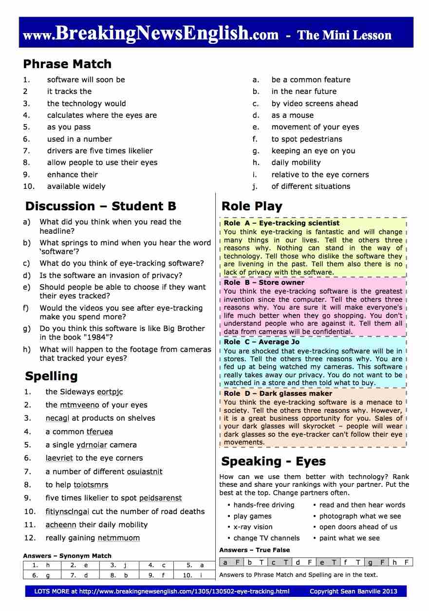 A 2-Page Mini-Lesson - Eye-Tracking Software