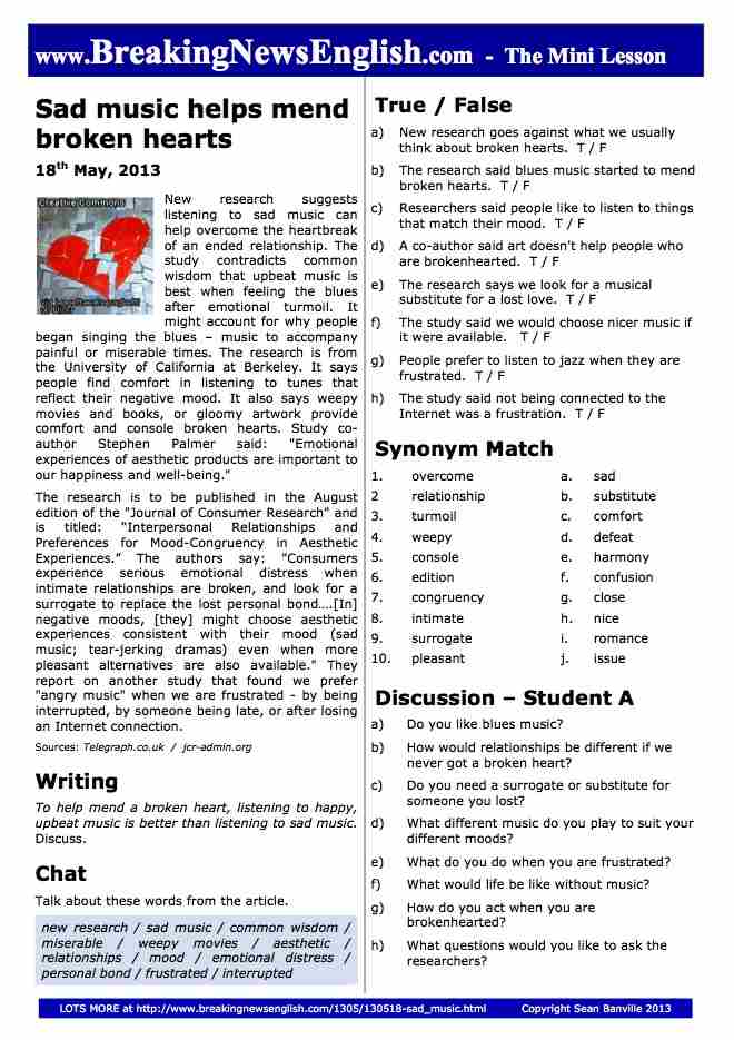 A 2-Page Mini-Lesson - Sad Music