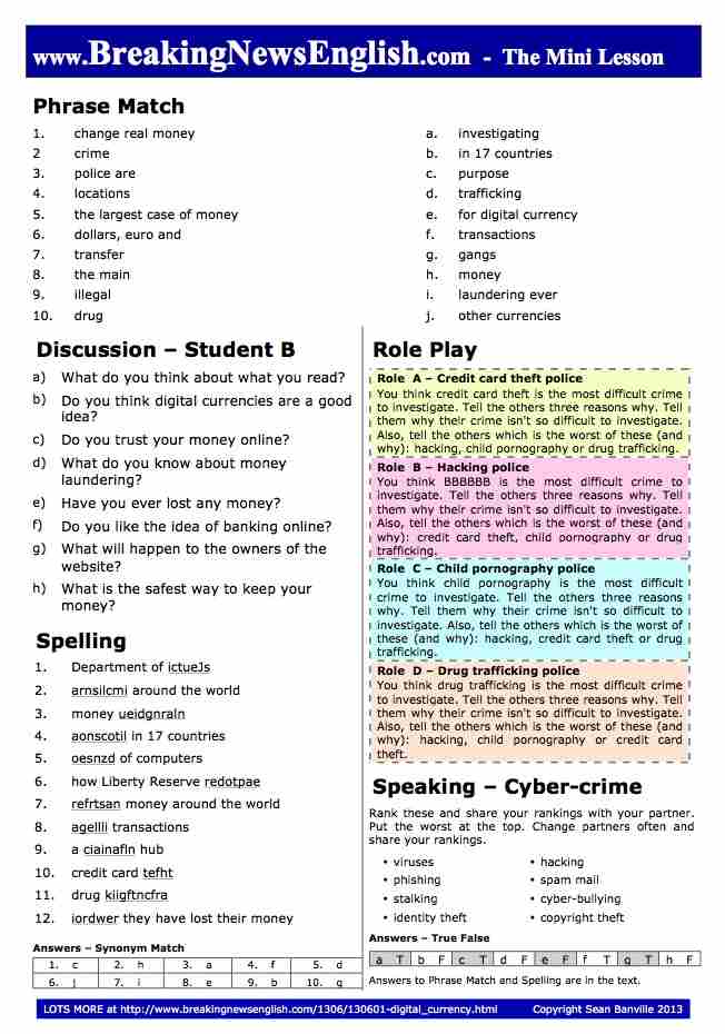 A 2-Page Mini-Lesson - Digital Currencies