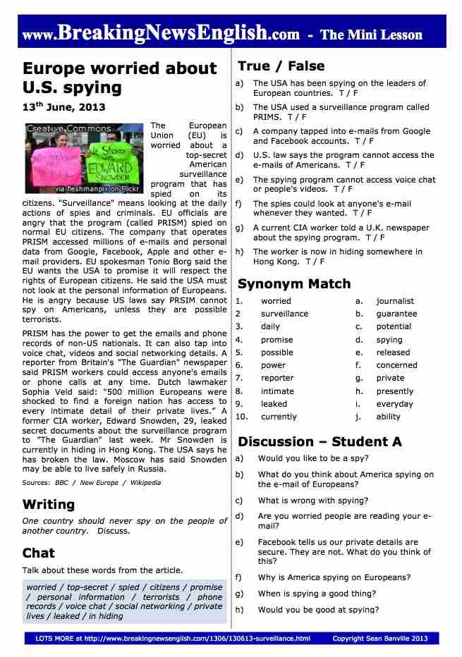 A 2-Page Mini-Lesson - Surveillance