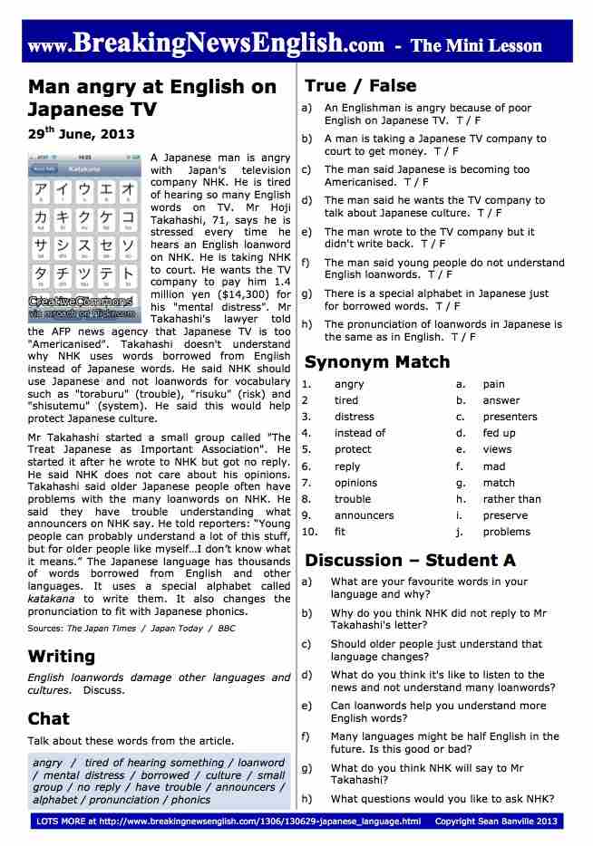 A 2-Page Mini-Lesson - Japanese Language