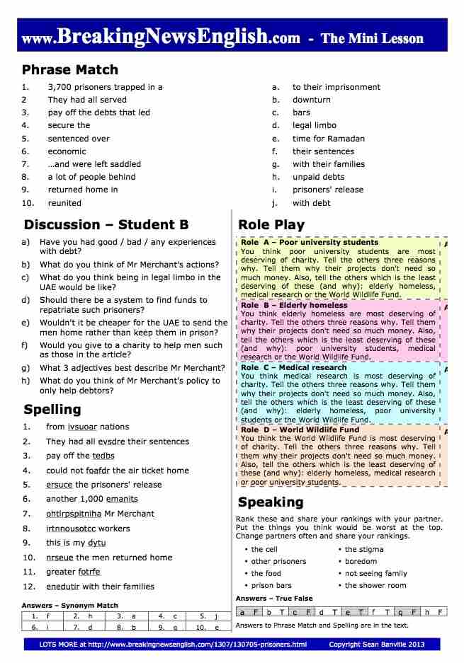 A 2-Page Mini-Lesson - Prisoners