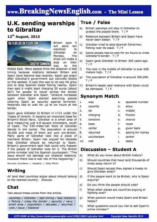 A 2-Page Mini-Lesson - Gibraltar