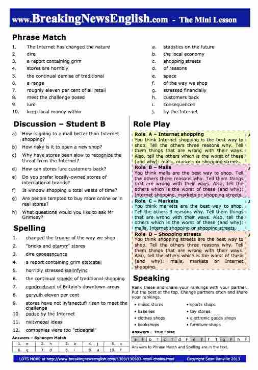 A 2-Page Mini-Lesson - Retail Chains