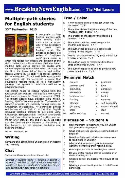 A 2-Page Mini-Lesson - Multiple-Path Stories