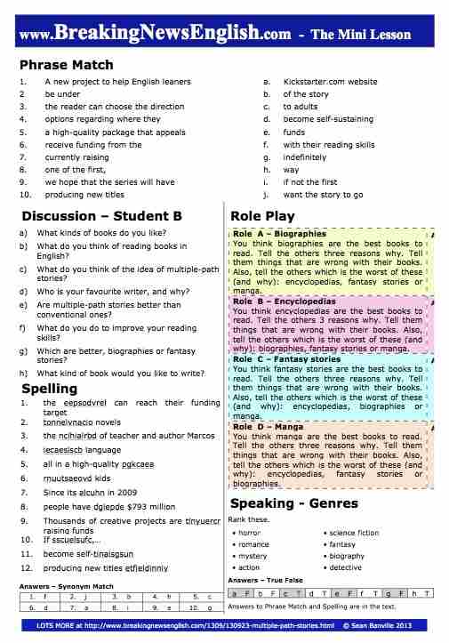 A 2-Page Mini-Lesson - Multiple-Path Stories