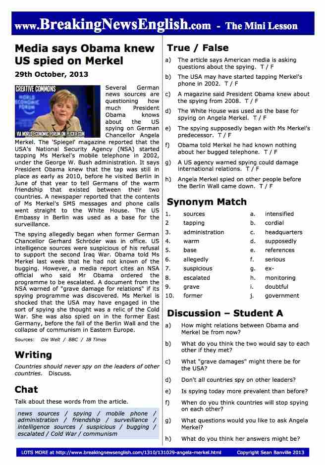 A 2-Page Mini-Lesson - Angela Merkel