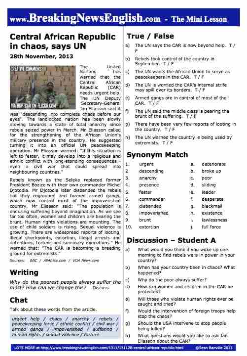 A 2-Page Mini-Lesson - Central African Republic