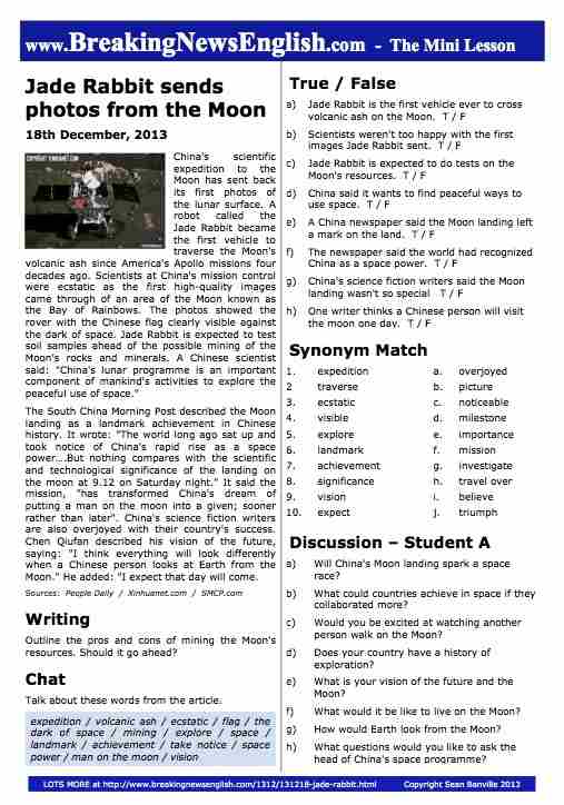 A 2-Page Mini-Lesson - Jade Rabbit