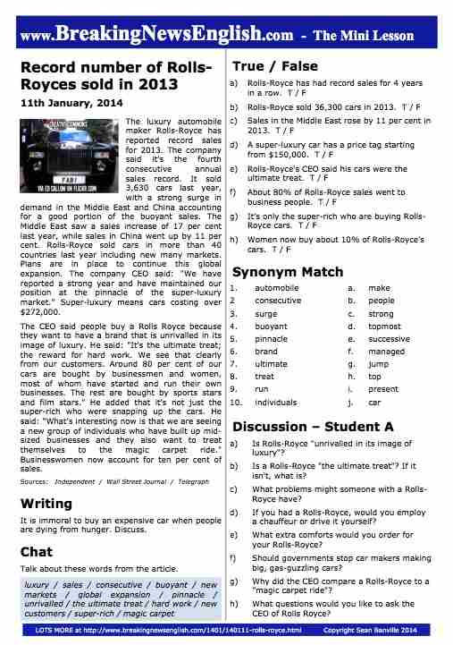 A 2-Page Mini-Lesson - Rolls-Royce