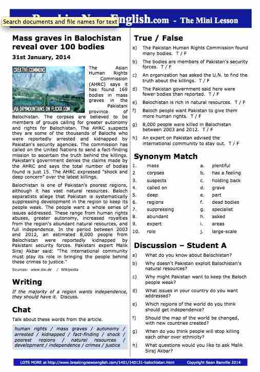 A 2-Page Mini-Lesson - Balochistan