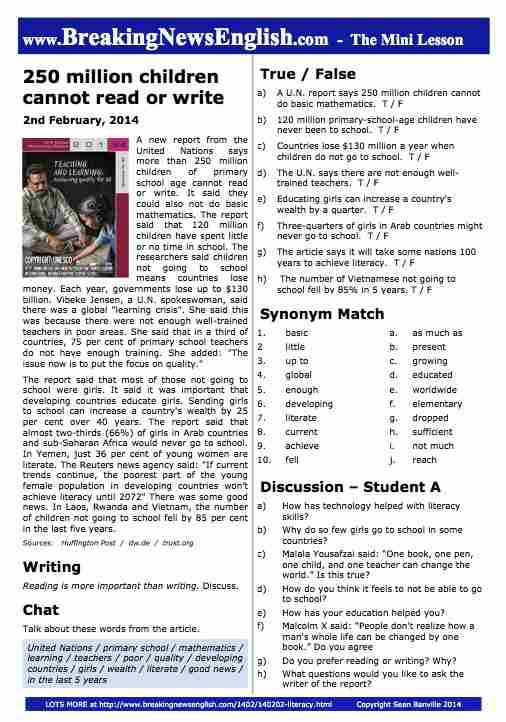 A 2-Page Mini-Lesson - Literacy