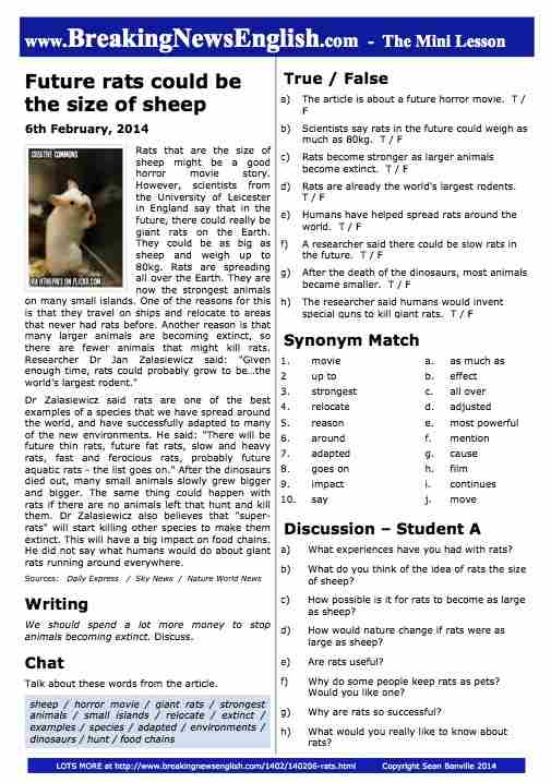 A 2-Page Mini-Lesson - Giant Rats