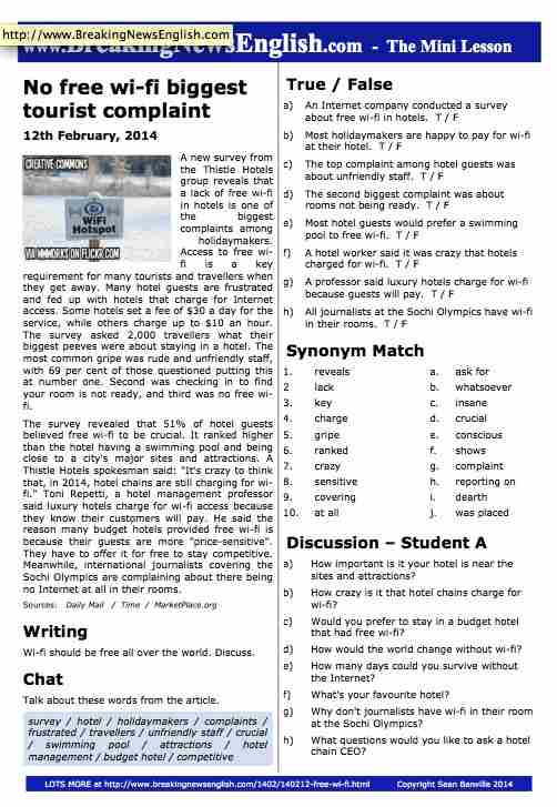 A 2-Page Mini-Lesson - Free Wi-Fi