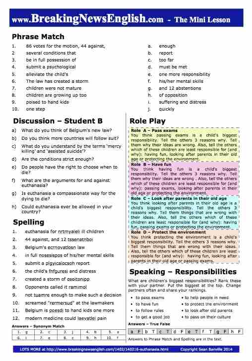 A 2-Page Mini-Lesson - Euthanasia