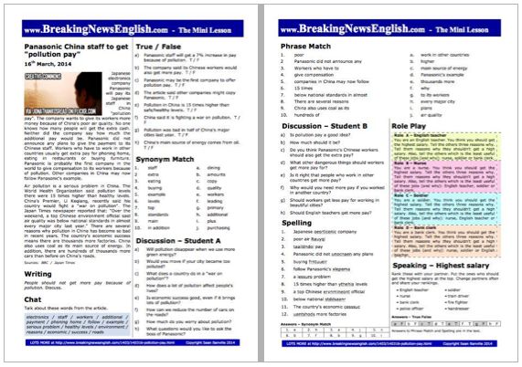 A 2-Page Mini-Lesson - Pollution Pay