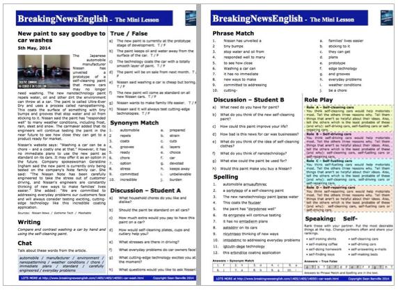 A 2-Page Mini-Lesson - Car Wash