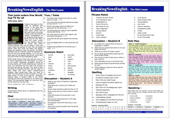 A 2-Page Mini-Lesson - World Cup TV