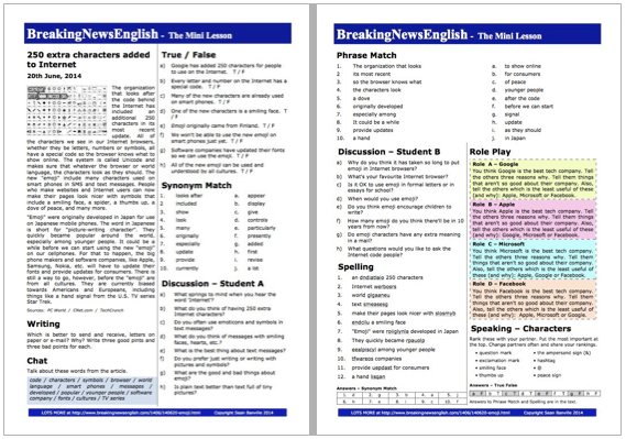 A 2-Page Mini-Lesson - Internet Emoji