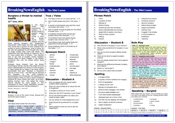 A 2-Page Mini-Lesson - Burglary