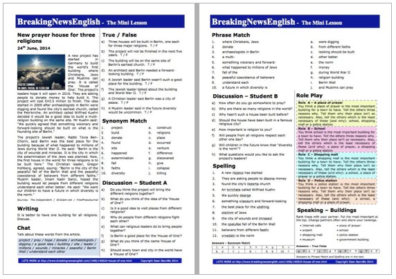 A 2-Page Mini-Lesson - Religions