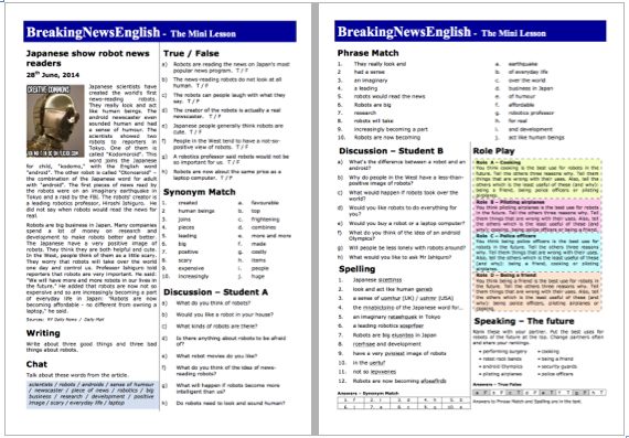 A 2-Page Mini-Lesson - Robots