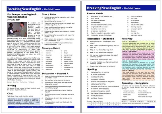 A 2-Page Mini-Lesson - Fist Bumping