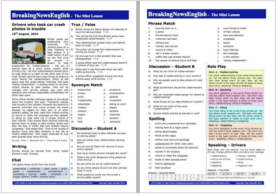 A 2-Page Mini-Lesson - Rubberneckers