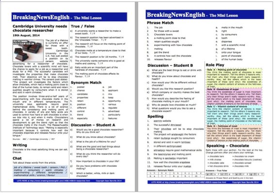 A 2-Page Mini-Lesson - Chocolate Researcher