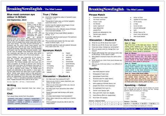 A 2-Page Mini-Lesson - Blue Eyes