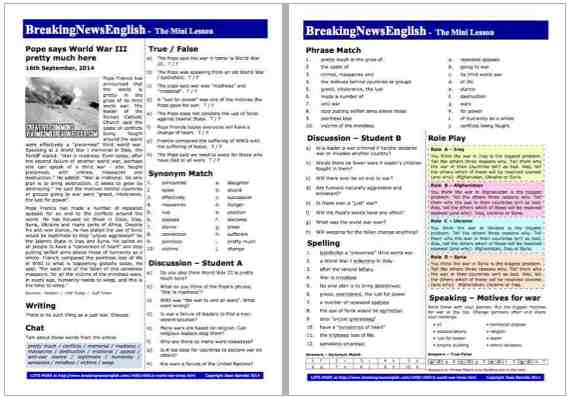 A 2-Page Mini-Lesson - World War III