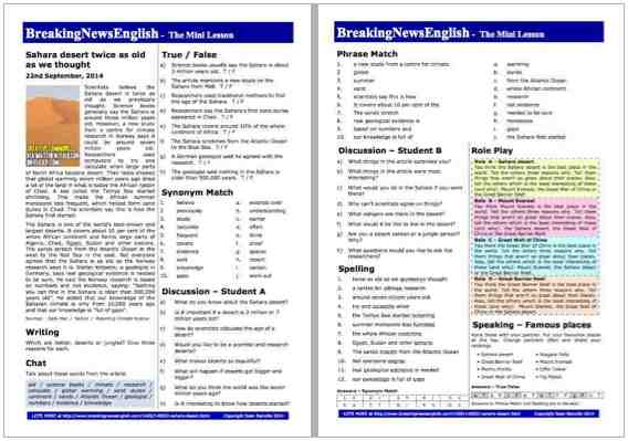 A 2-Page Mini-Lesson - Sahara Desert