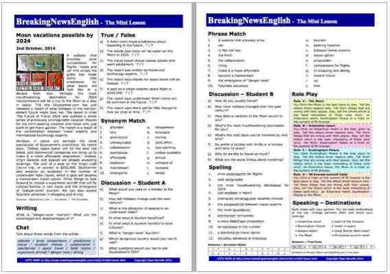 A 2-Page Mini-Lesson - Future Travel