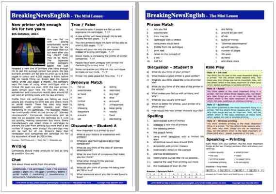 A 2-Page Mini-Lesson - Printer Ink