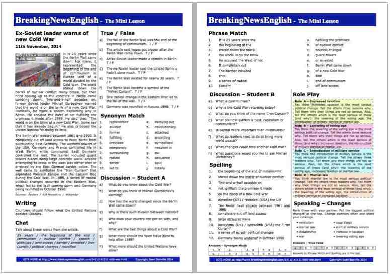 A 2-Page Mini-Lesson - Cold War