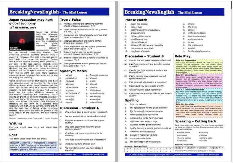 A 2-Page Mini-Lesson - Japanese Recession