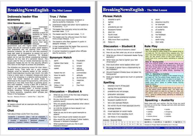 A 2-Page Mini-Lesson - Economy Class