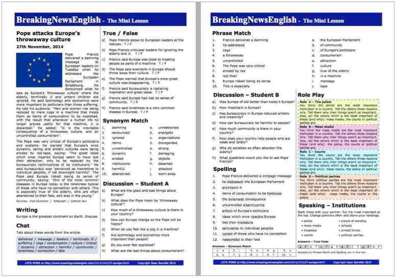 A 2-Page Mini-Lesson - Europe