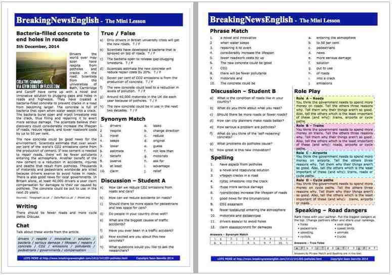 A 2-Page Mini-Lesson - Potholes